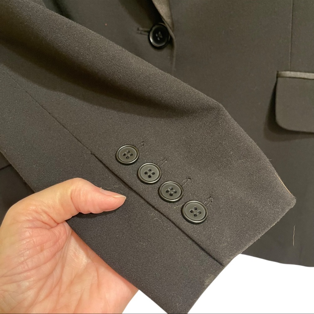 New York & Company Black Tuxedo Style One Button Blazer Jacket Evening Size 12 - Picture 9 of 13